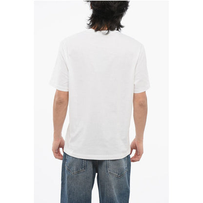 Crew Neck Cotton T-Shirt with Embroidered Logo