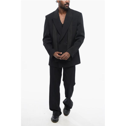 Double-breasted Virgin Wool Blazer with Tie Detail