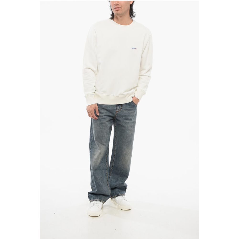 Solid Color Brushed Cotton Crewneck Sweatshirt