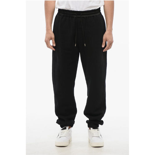 Cuffed Fleeced Cotton Sweatpants with Nylon Detail