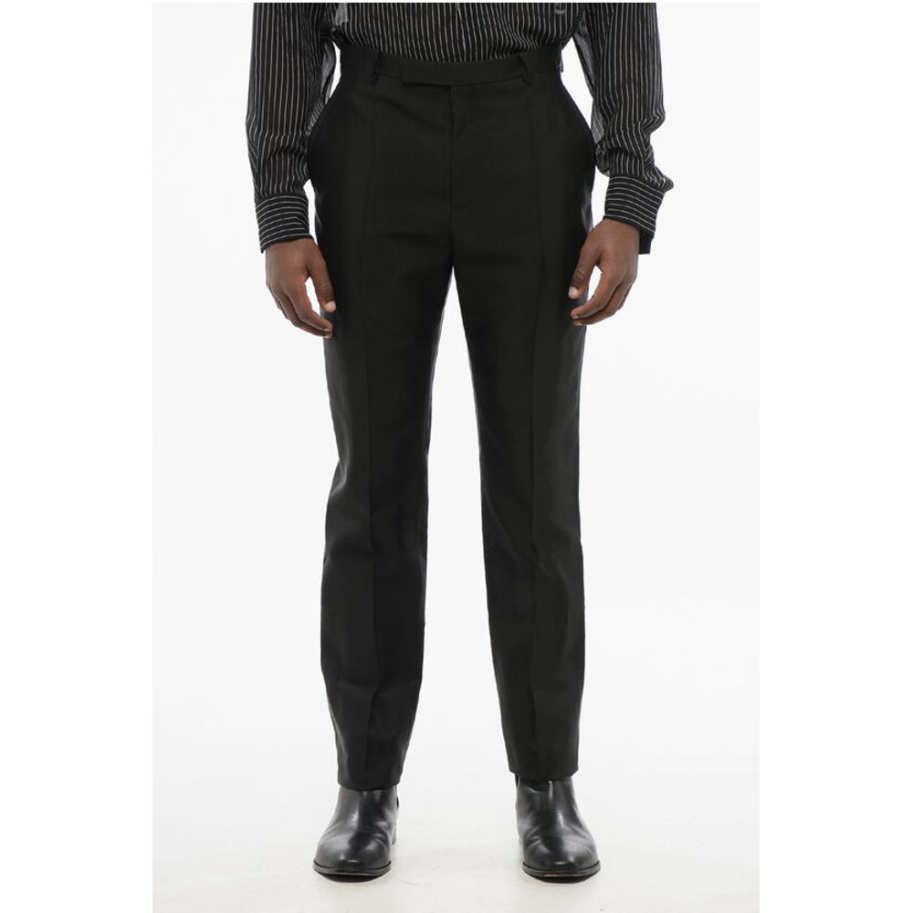 4-Pocketed Wool Blend Pants with Hidden Closure