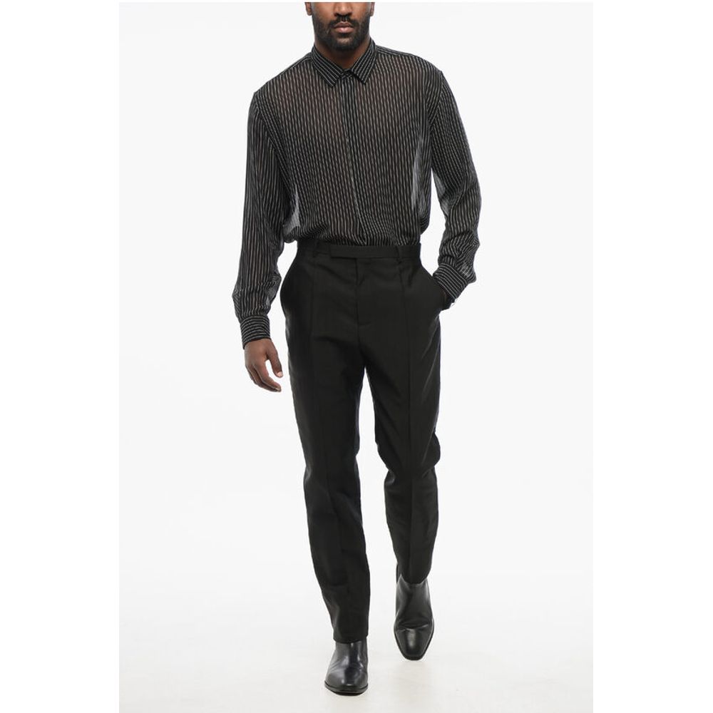 4-Pocketed Wool Blend Pants with Hidden Closure
