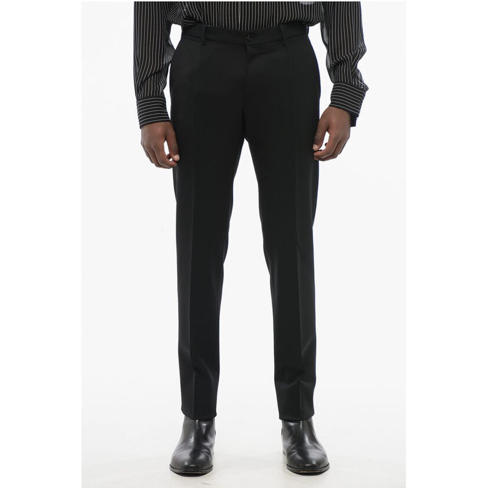 4-Pocketed Stretch Wool Pants with Belt Loops