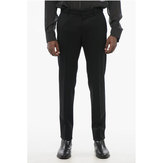 4-Pocketed Stretch Wool Pants with Belt Loops