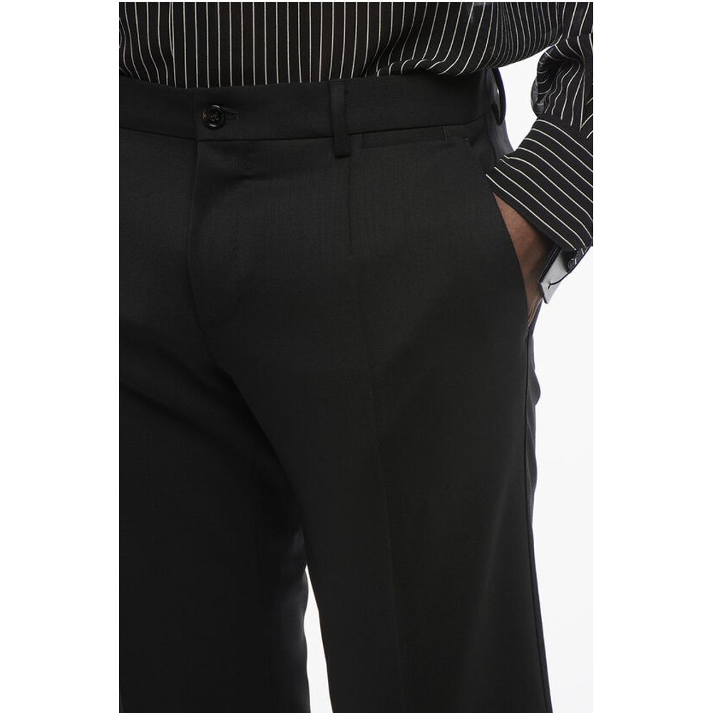 4-Pocketed Stretch Wool Pants with Belt Loops