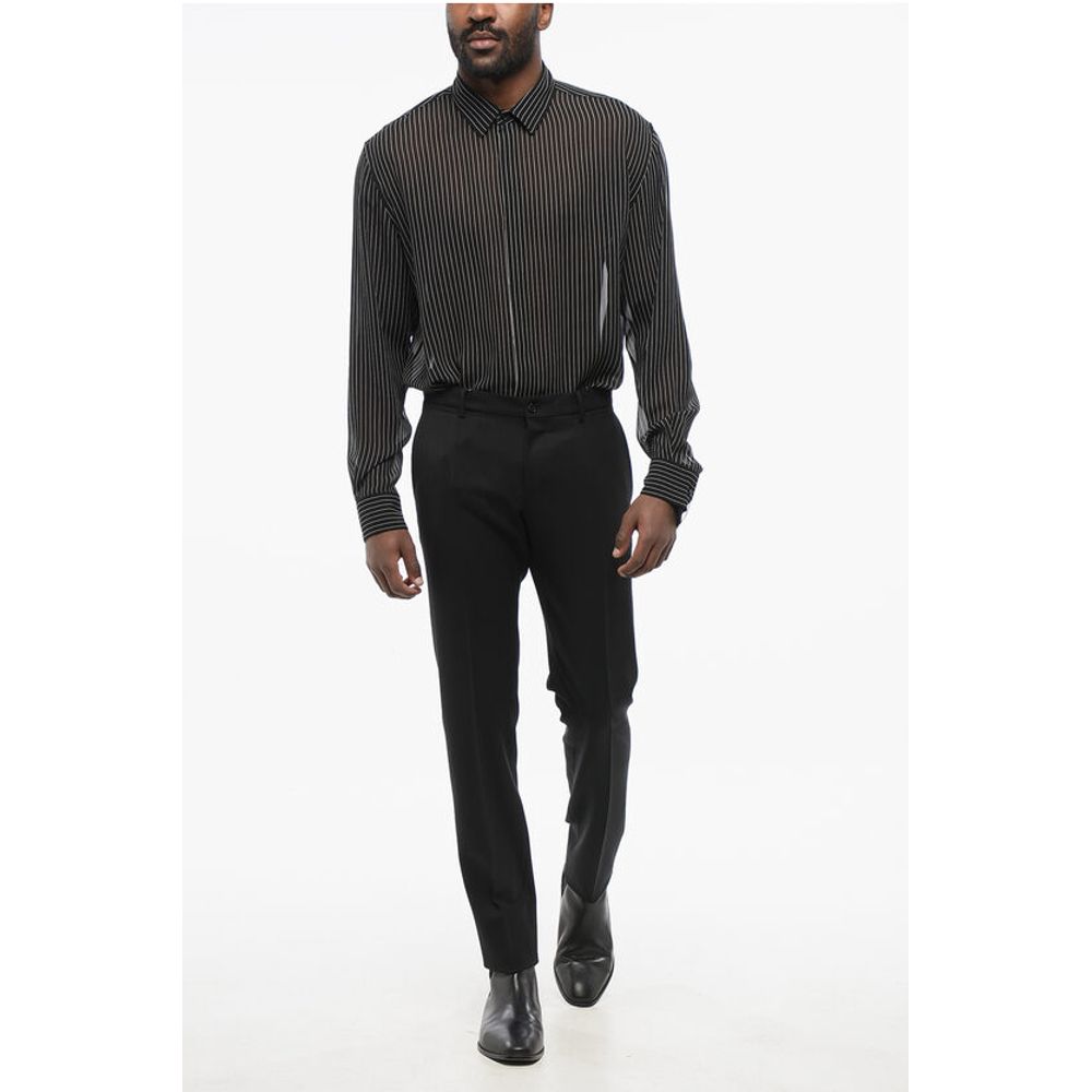 4-Pocketed Stretch Wool Pants with Belt Loops