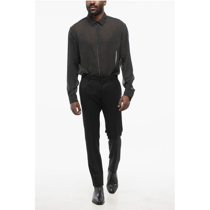 4-Pocketed Stretch Wool Pants with Belt Loops