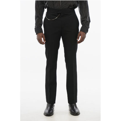 4-Pocketed Virgin Wool Pants with Chain Detail