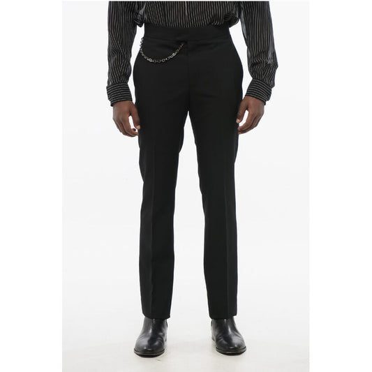 4-Pocketed Virgin Wool Pants with Chain Detail