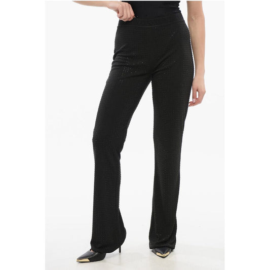 JEANS COUTURE Flared Pants with All Over Rhinestones