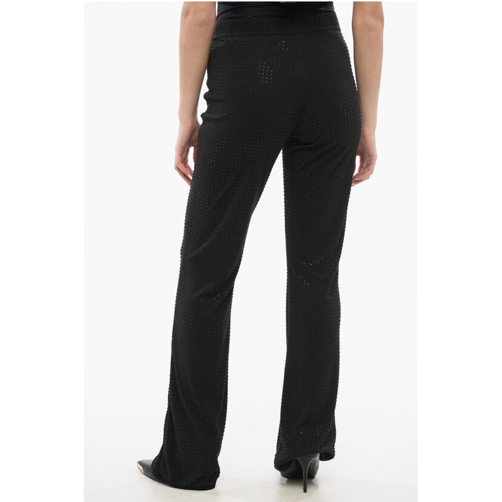 JEANS COUTURE Flared Pants with All Over Rhinestones