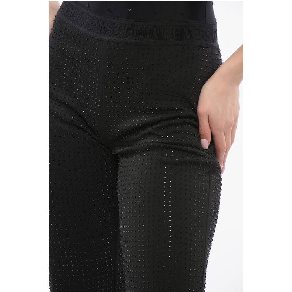 JEANS COUTURE Flared Pants with All Over Rhinestones