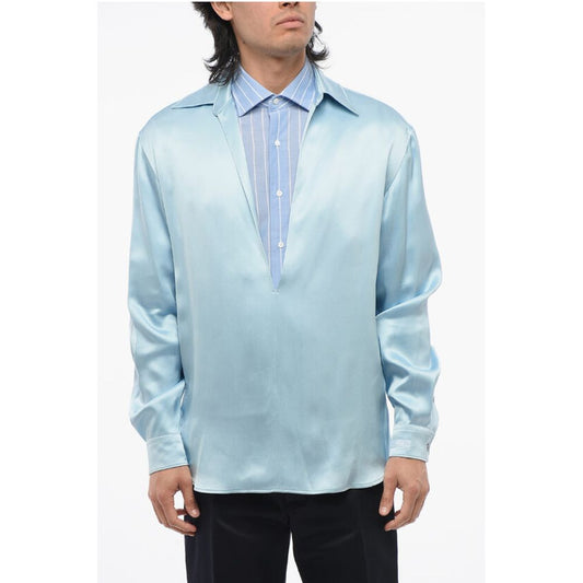 Deep Neckline Satin Blouse