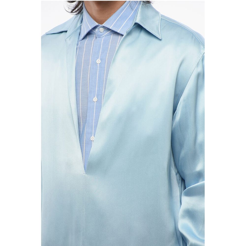 Deep Neckline Satin Blouse