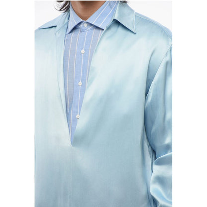 Deep Neckline Satin Blouse