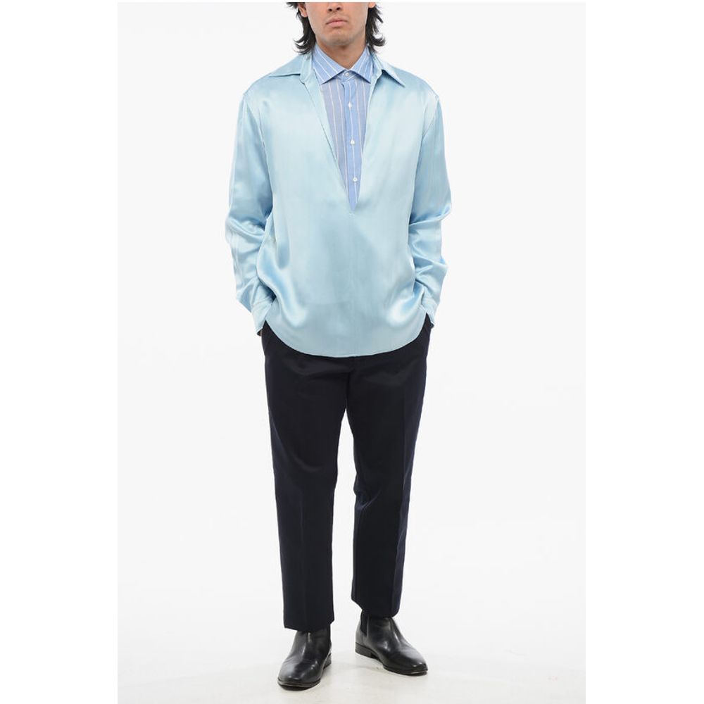 Deep Neckline Satin Blouse