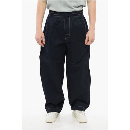 Tech Nylon Baggy Pants with Visible Stitchings