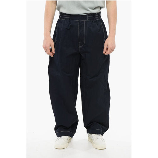 Tech Nylon Baggy Pants with Visible Stitchings