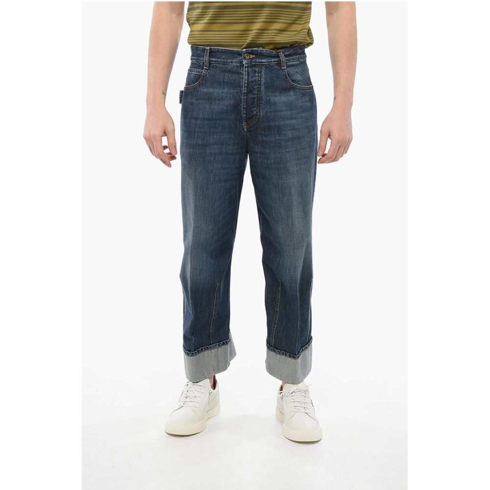 Cropped Fit Baggy Denims with Cuffs 26cm