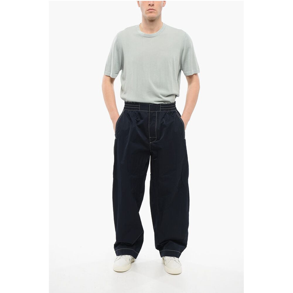 Tech Nylon Baggy Pants with Visible Stitchings