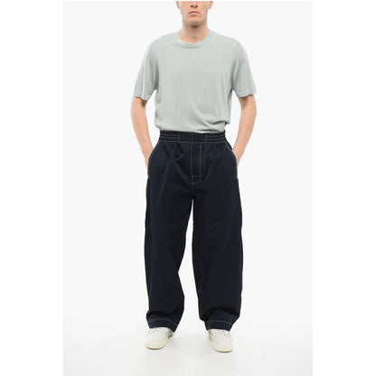 Tech Nylon Baggy Pants with Visible Stitchings
