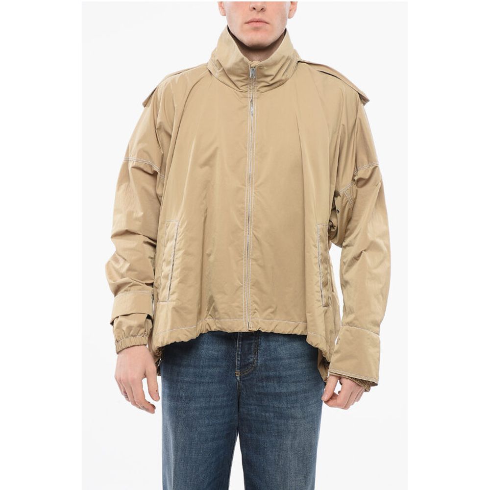 Tech Nylon Parka with Visible Stitichings