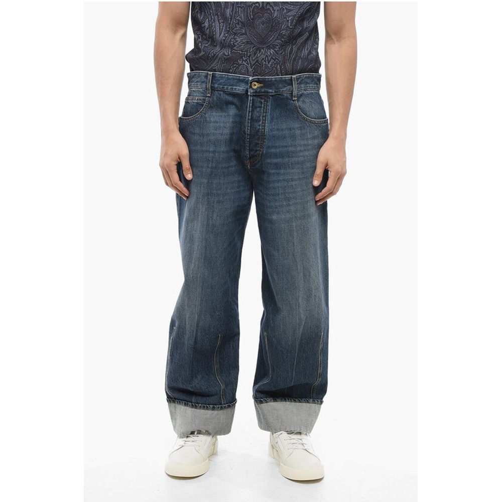 Cropped Fit Baggy Denims with Cuffs 26cm
