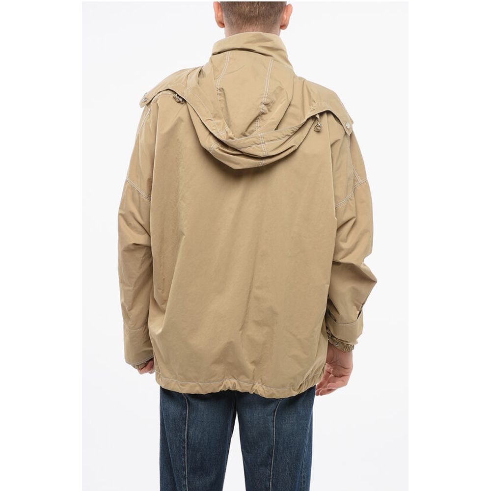 Tech Nylon Parka with Visible Stitichings