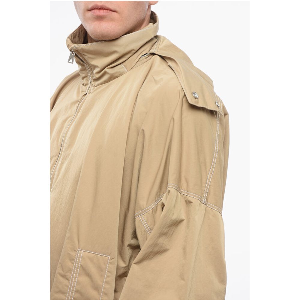 Tech Nylon Parka with Visible Stitichings