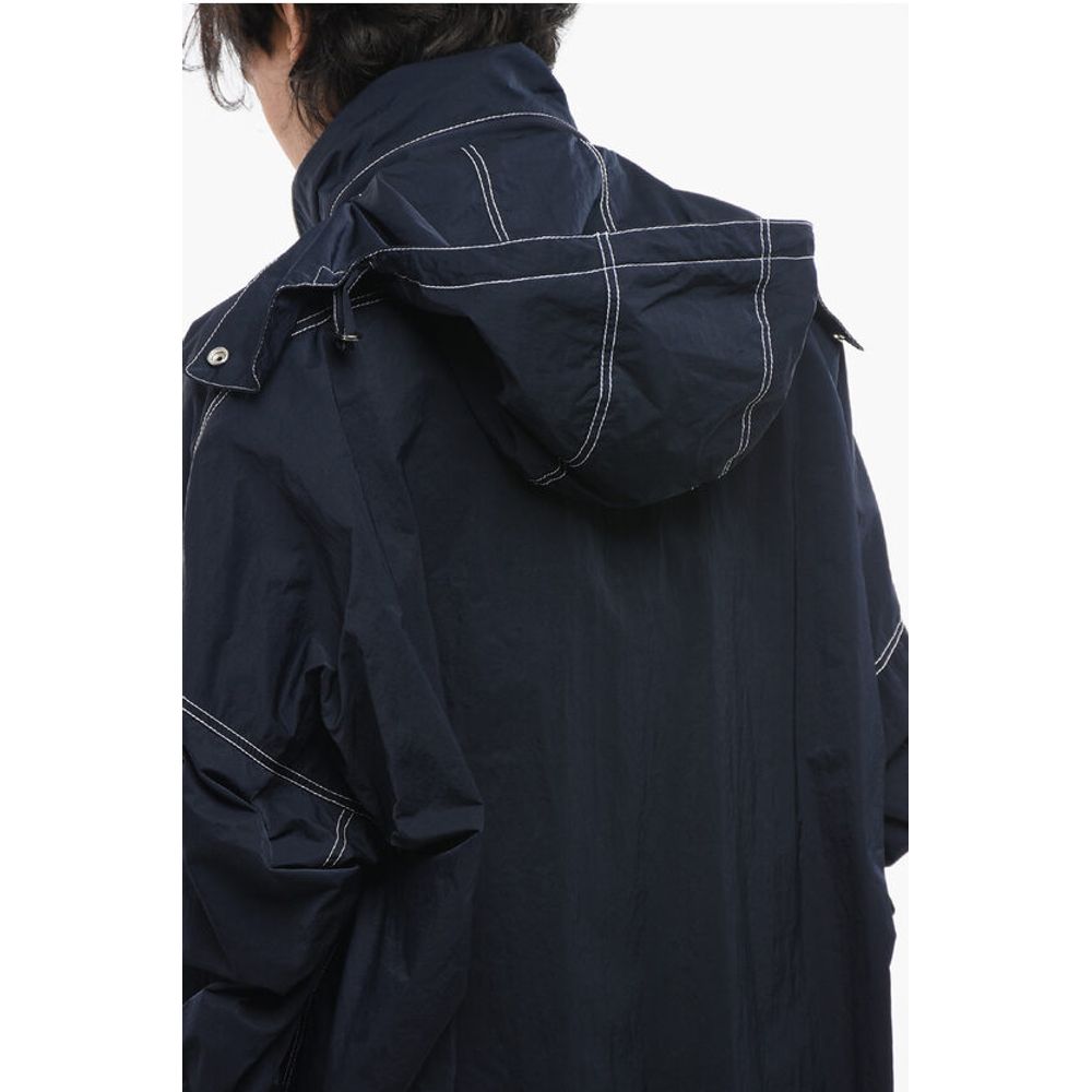 Tech Nylon Parka with Visible Stitichings