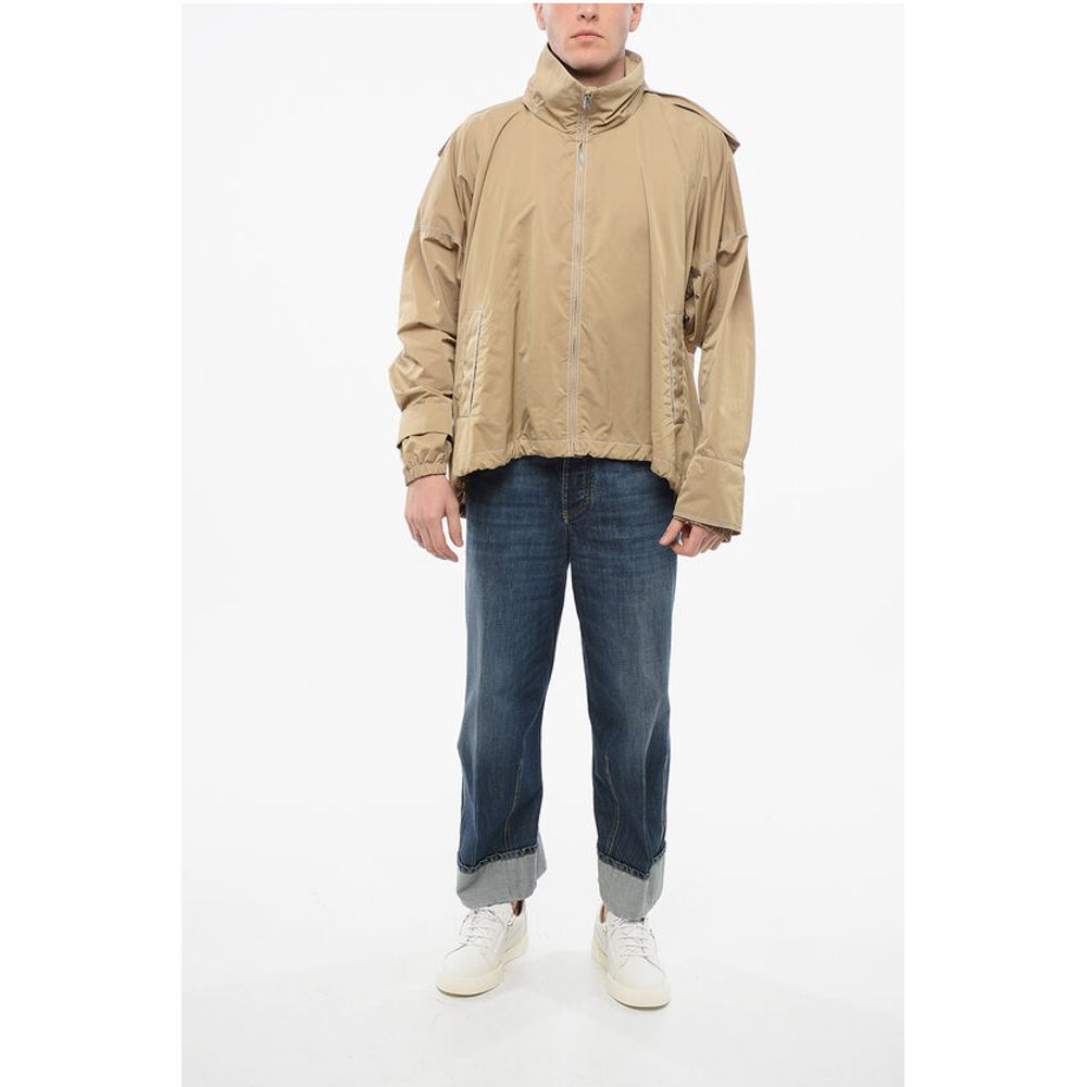 Tech Nylon Parka with Visible Stitichings