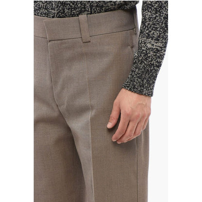 Twill Wool Straight Fit Pants with Front Pleat