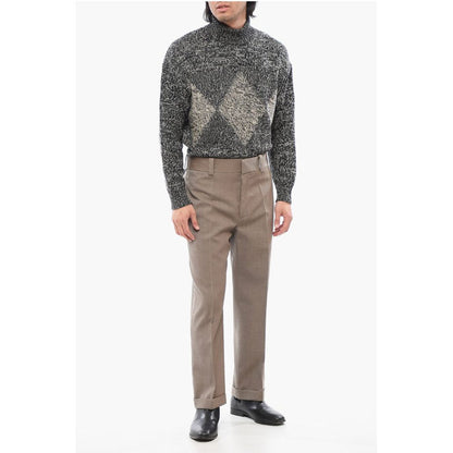 Twill Wool Straight Fit Pants with Front Pleat