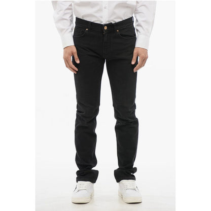 Cotton Slim Fit Denims with Embroidered Logo 17cm