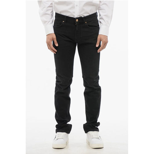 Cotton Slim Fit Denims with Embroidered Logo 17cm
