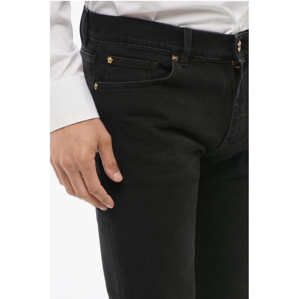Cotton Slim Fit Denims with Embroidered Logo 17cm