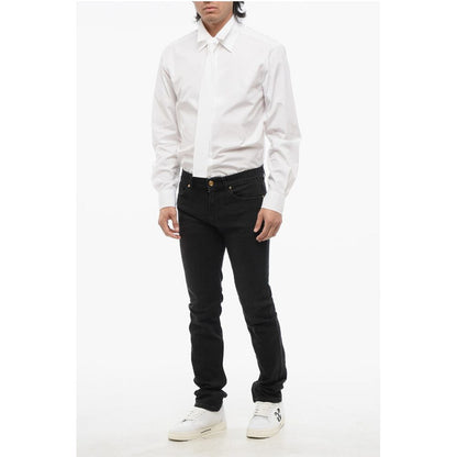 Cotton Slim Fit Denims with Embroidered Logo 17cm