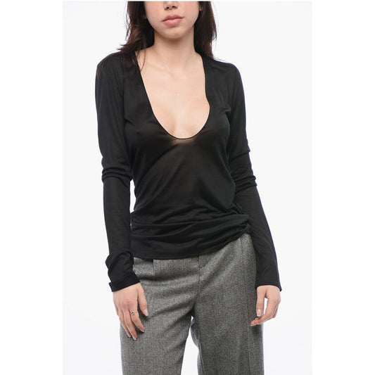 Silk Sheer Sweater with V-neckline