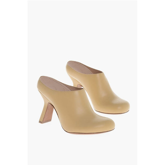 Leather Mules with Covered Heel 10cm