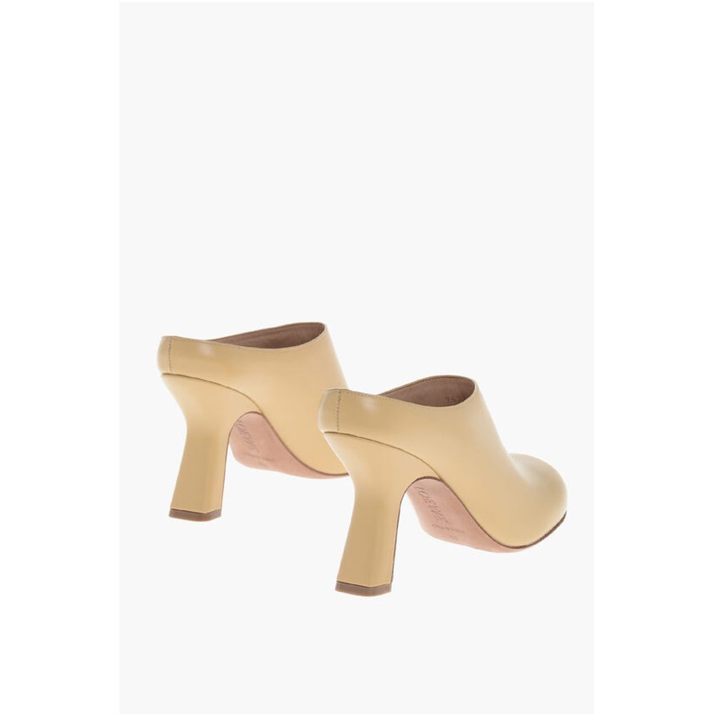 Leather Mules with Covered Heel 10cm