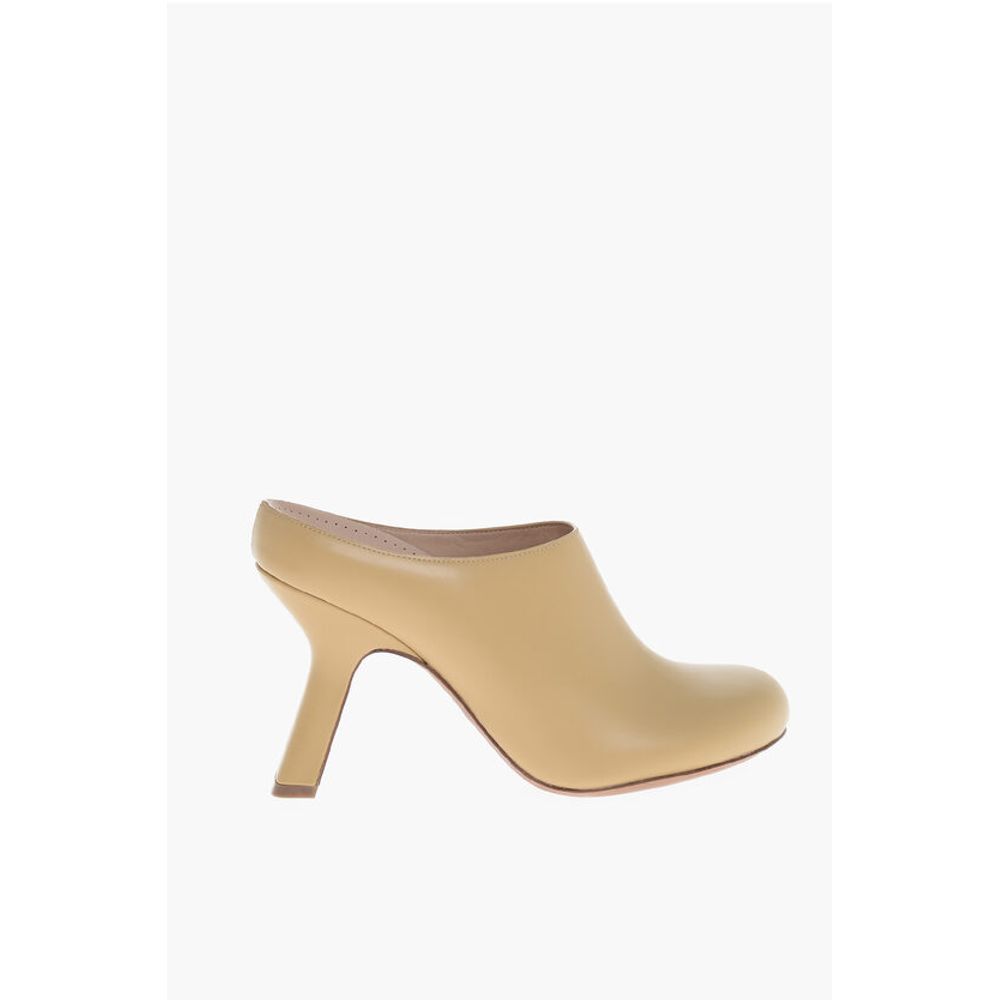 Leather Mules with Covered Heel 10cm