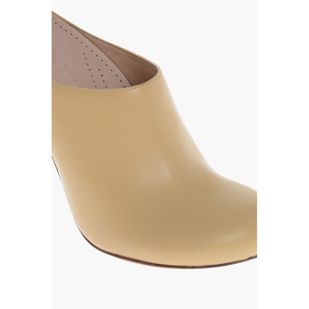 Leather Mules with Covered Heel 10cm