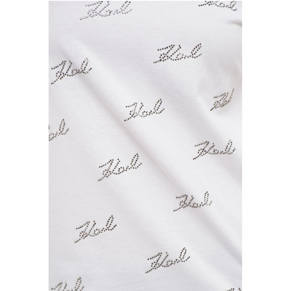 All-Over Rhinestone Logo Cotton Crew-neck T-shirt