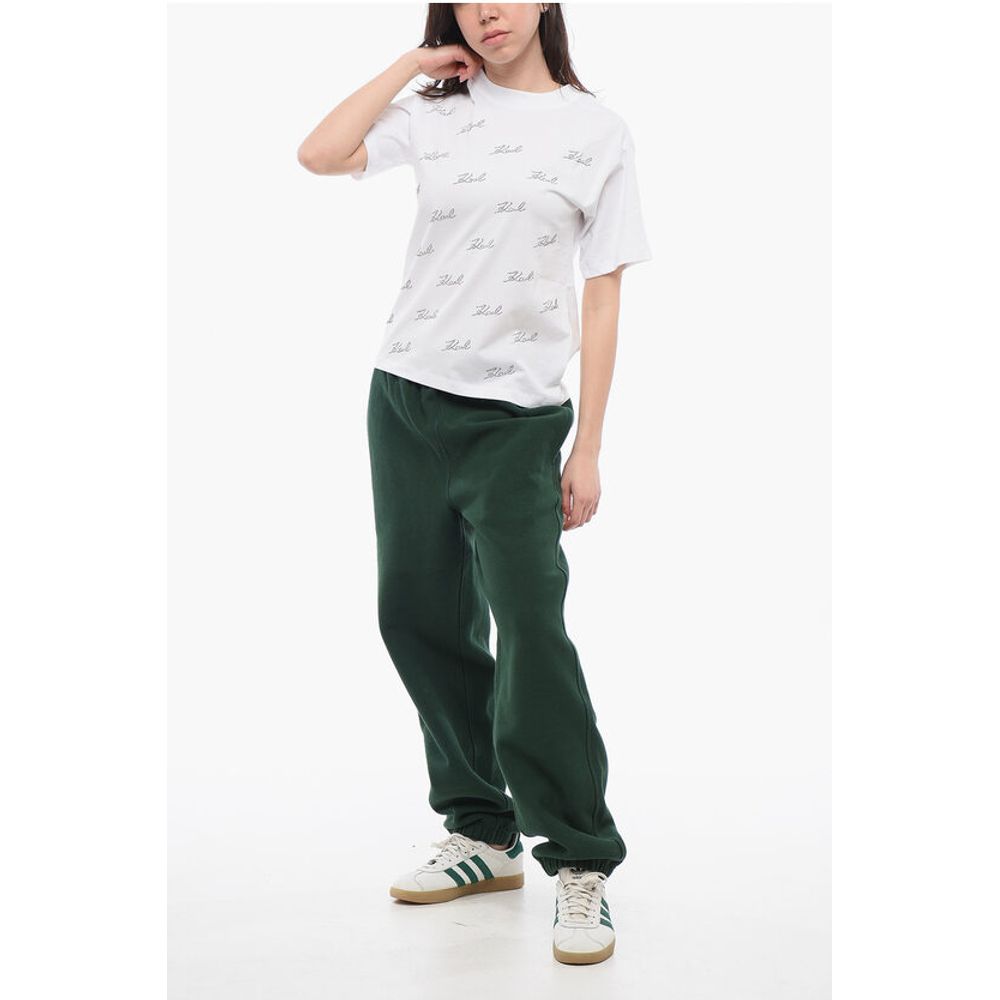 All-Over Rhinestone Logo Cotton Crew-neck T-shirt