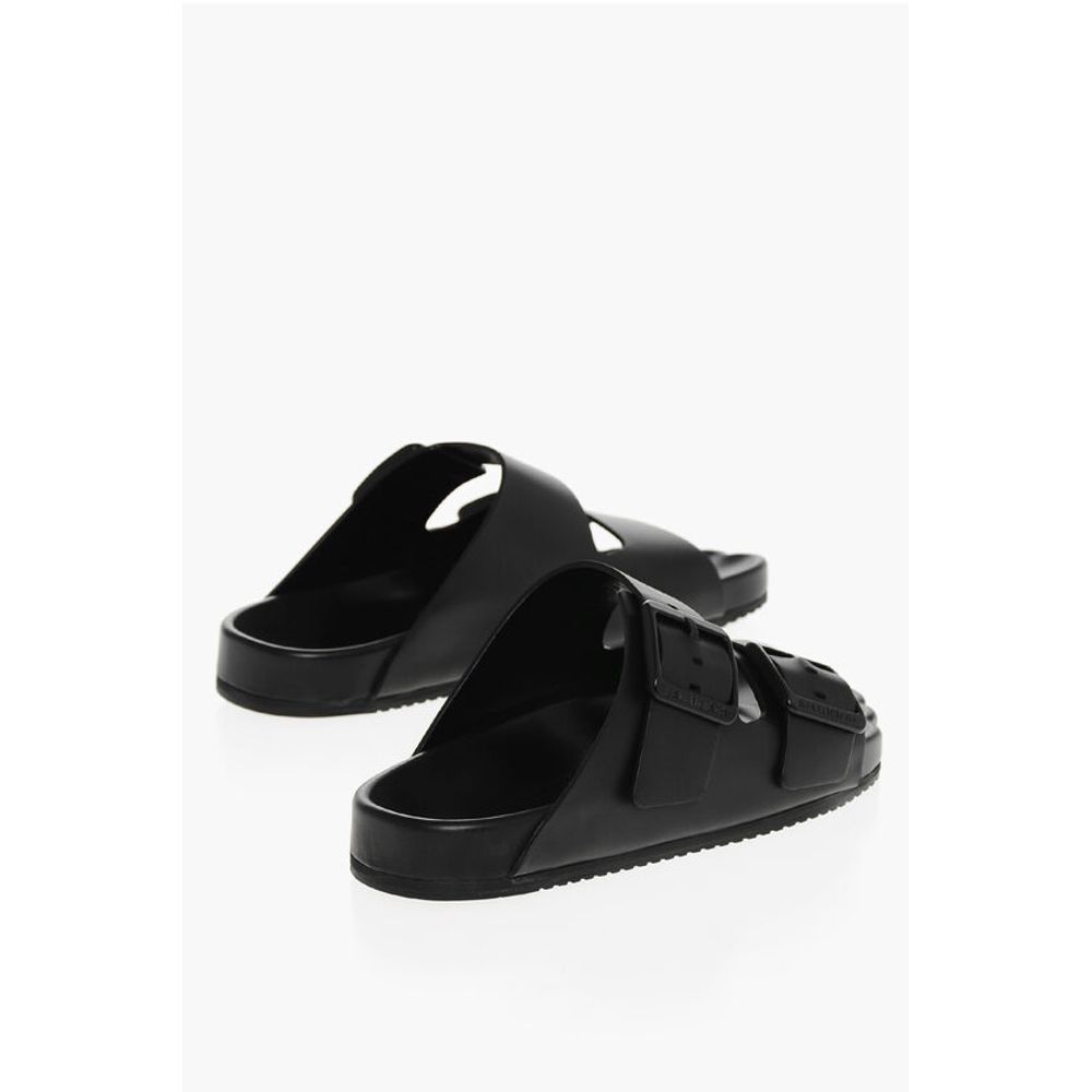 Leather SUNDAY Sliders with Double Buckle