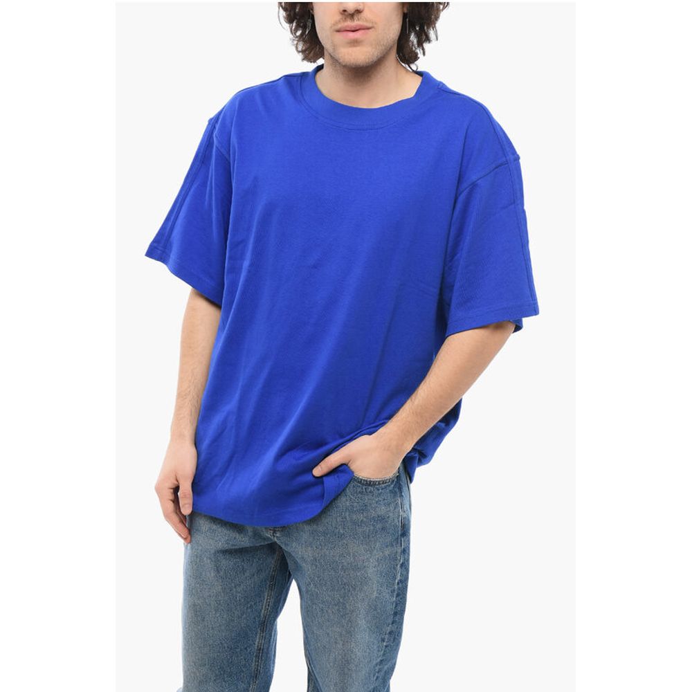 Cotton Crew-neck T-shirt with Tone On Tone Details