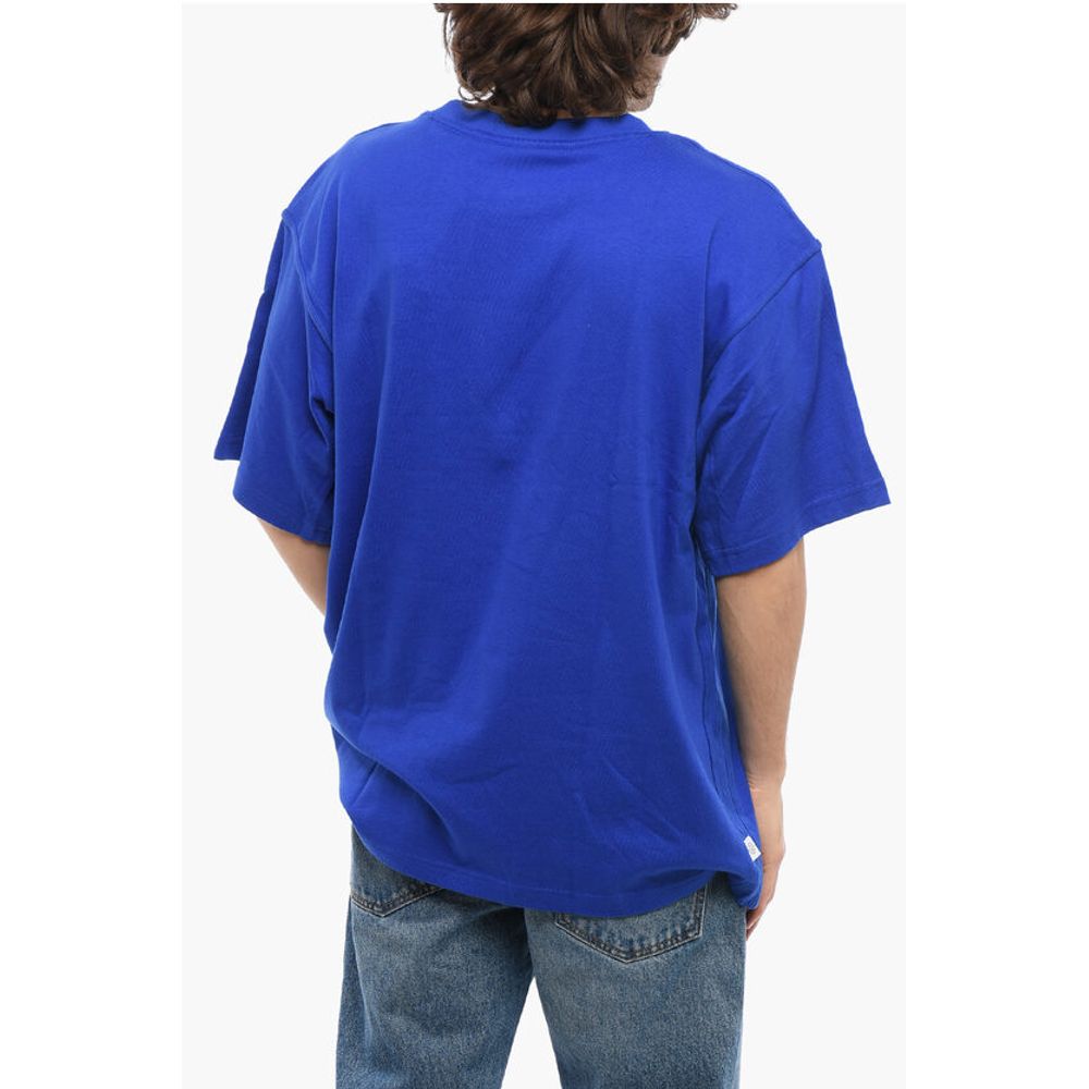 Cotton Crew-neck T-shirt with Tone On Tone Details