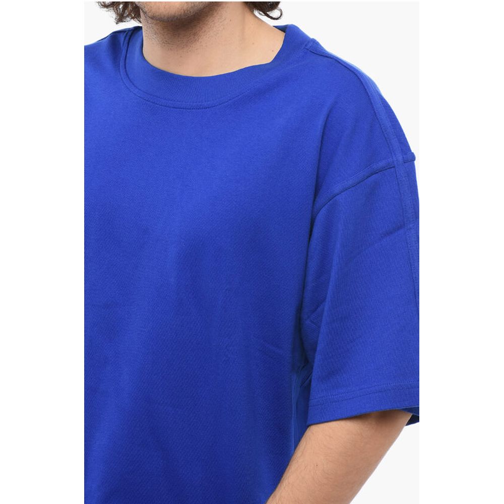 Cotton Crew-neck T-shirt with Tone On Tone Details