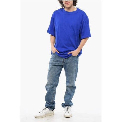 Cotton Crew-neck T-shirt with Tone On Tone Details