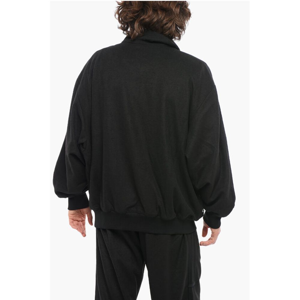 Solid Color Mock Neck Sweatshirt with Tone On Tone Details